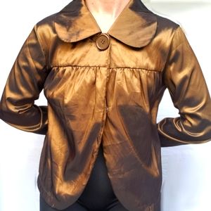 Steve Madden Brown sheen blouse with big button vintage